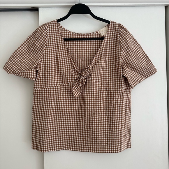 Sezane Tops - Sezane gingham, brown and ecru top 38